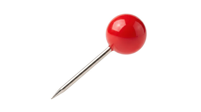 A single red push pin isolated on transparent background