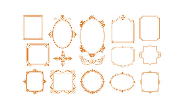 Vintage Retro Frames and Labels Vector Set with Ornate Borders, Decorative Banners, Blank Tags, Scrapbook Elements and Old Paper Design Collections