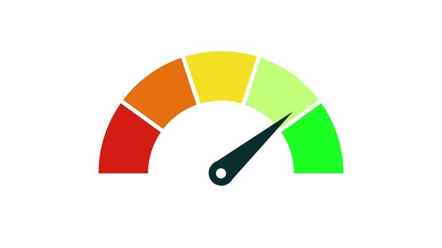 Colorful speed meter video footage showing performance indicator rising in motion loop clip animation