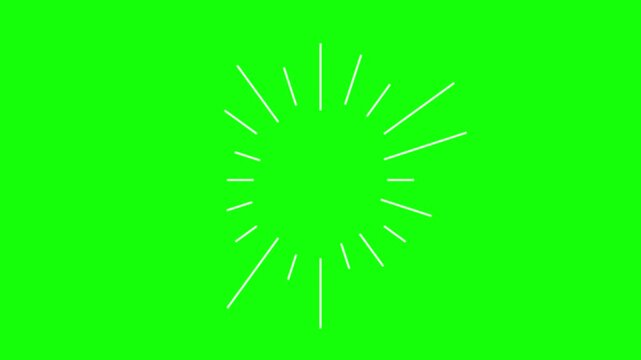 Dynamic manga style speed lines white vector animation radiating outward with looping green screen motion footage