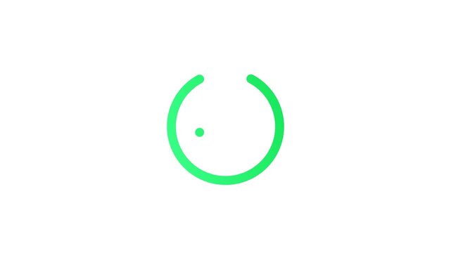 Vibrant green checkmark glowing inside a spinning circular loading progress animation vector footage clip