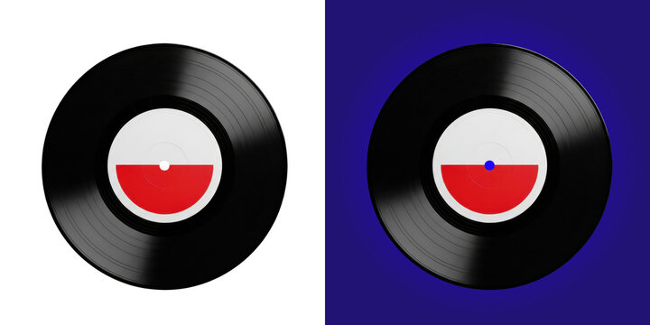 Classic black vinyl record with a red and white center label