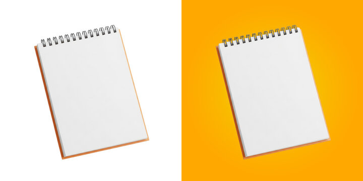 Open spiral notebook with blank white pages for writing notes or creative drawing