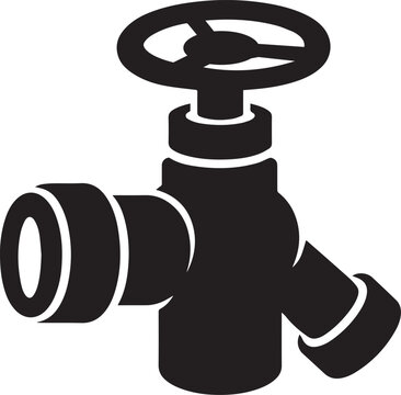 Industrial valve pipe fitting vector icon representing plumbing or gas pipeline systems for construction and engineering.