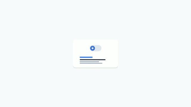 Minimalist UI animation featuring a smooth transition between light mode and dark mode themes using a toggle switch with sun and moon icons on a clean background for mobile or web applications