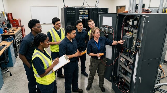 Hands-on electrical training with engineering instructor