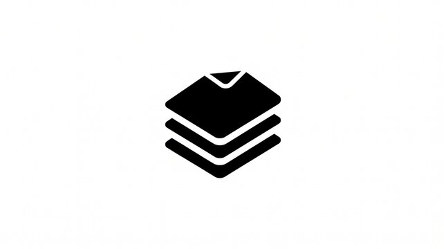 Black silhouette icon representing a stacked pile of documents or paper sheets
