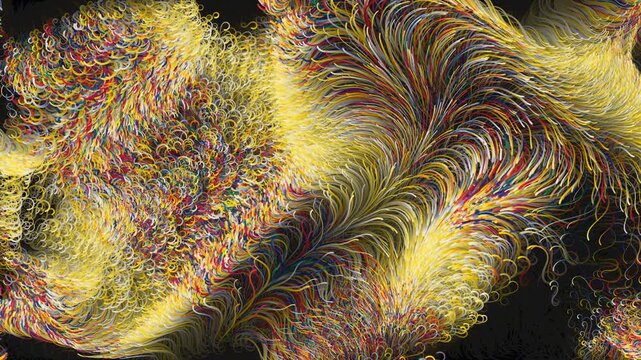 A dense, solid, and highly variable macro flow field using the vibrant color palette of the Bird of Paradise (Cenderawasih). Strictly deterministic.