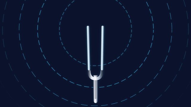 Acoustic Tuning Fork 440hz Resonance with Sinusoidal Soundwaves in Polished Chrome