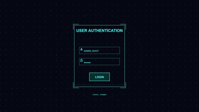 password box digital user authentication login interface with futuristic HUD