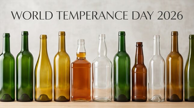 Various glass bottles stand together
