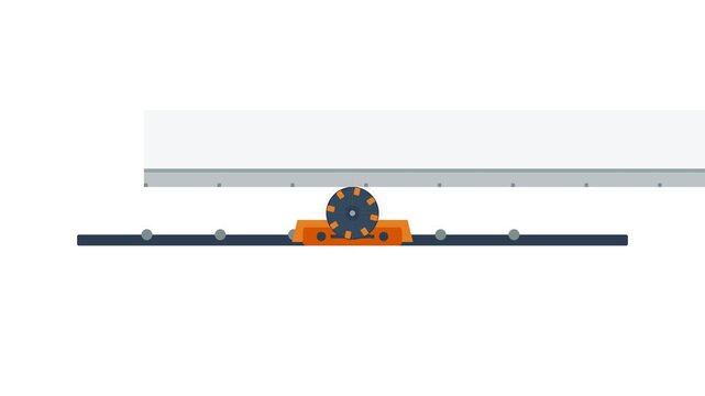 Industrial Motorized Cargo Power Drive Unit and Rotating Roller Mechanical Animation