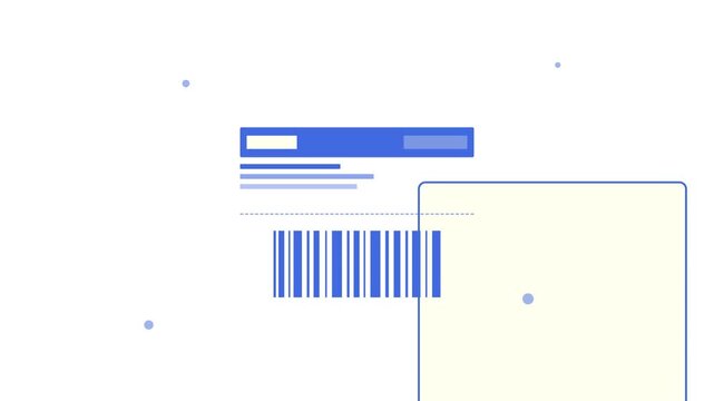 Automated Shipping Return Label Transformation Motion Graphic in Royal Blue and Ivory