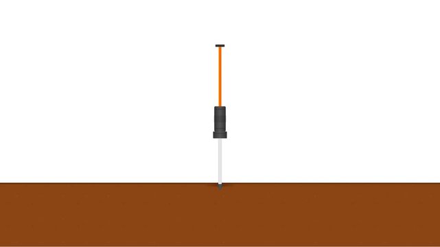 Automated Dynamic Cone Penetrometer DCP Soil Testing Tool Steel and Caution Orange Motion