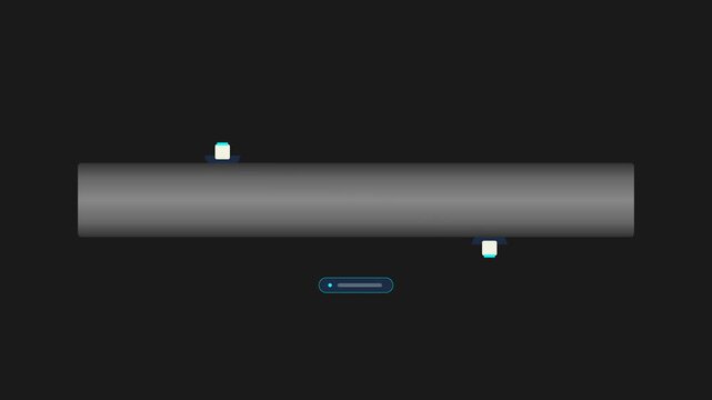 Ultrasonic Transit-Time Industrial Water Flowmeter Motion Graphic with Acoustic Wave Pulses