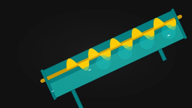 Fish-Friendly Archimedes Hydrodynamic Screw Turbine Vector Animation