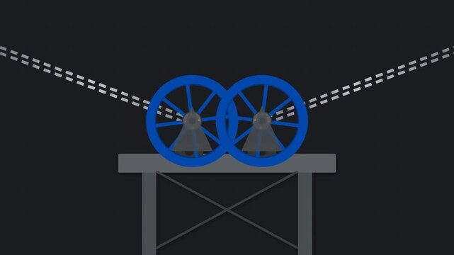 Industrial Mine Headframe Multi-Rope Deflection Sheave Cluster with Cobalt Blue Wheels