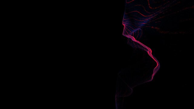 4K Blue and Red Particles Particles Stream, Flow Blue and Ruby Particles, Particles Loop Background Alpha Chanel UHD 03