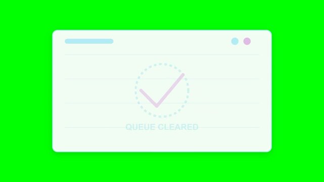 Customer Service Queue Management Dashboard Animation with Message Bars and Success Checkmark