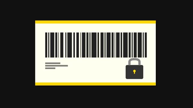 Security Seal Barcode Sticker with Digital Scan Line and Locking Padlock Icon on Dark Background