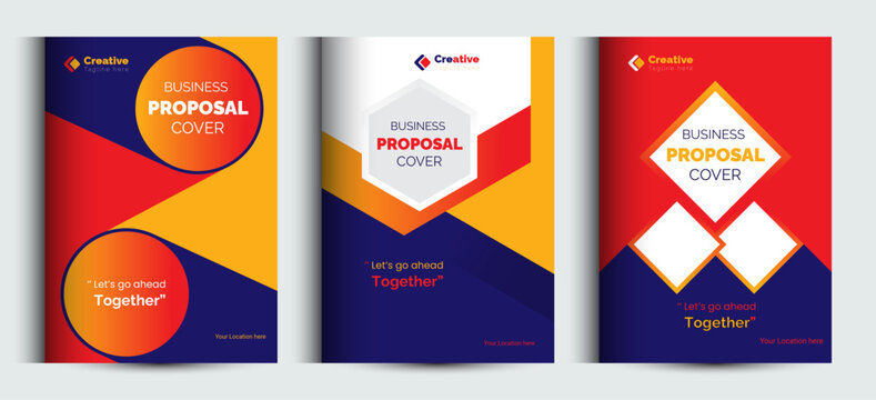 Professional business report cover page designs featuring geometric shapes and color blocks