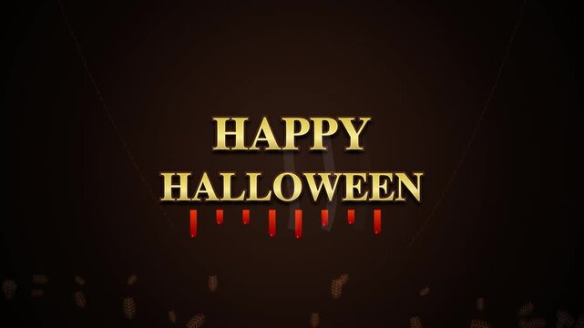 Happy Halloween spooky text animation with bloody glowing letters on dark background