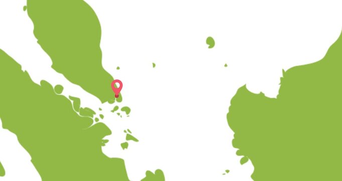 Animation zoom in map with pin on singapore simple motion graphic