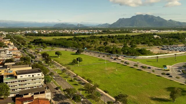 Aerial view of Adalberto Simão Nader Avenue and Vitória Airport access road, Espírito Santo, Brazil