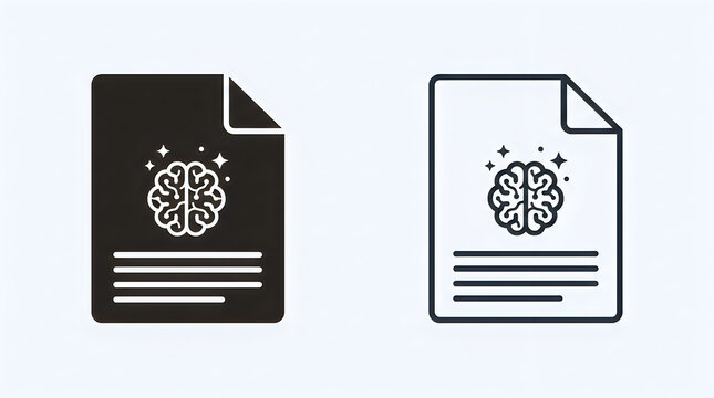 Brain icon in document style with sparkles