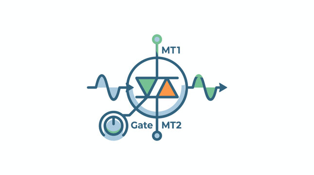 Corporate Diagram of Modulation Gate with MT1 and MT2 Signals Featuring Waveforms and Color Coded Triangles