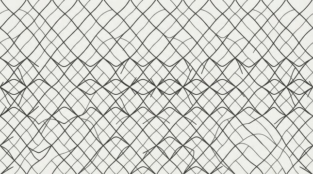 Intricate cross hatch lattice pattern with black crisscrossing lines on a light neutral background