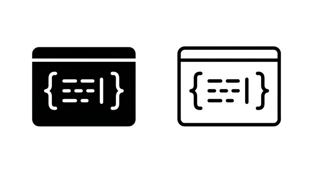 Minimalist code bracket icons in square frames