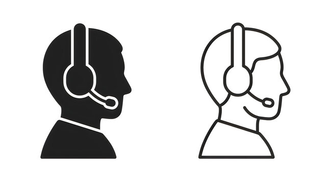 Customer support agent with headset icons