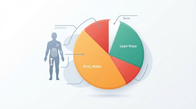 A breakdown of body composition with sections for lean mass, body water, and bone structure, promoting health awareness.