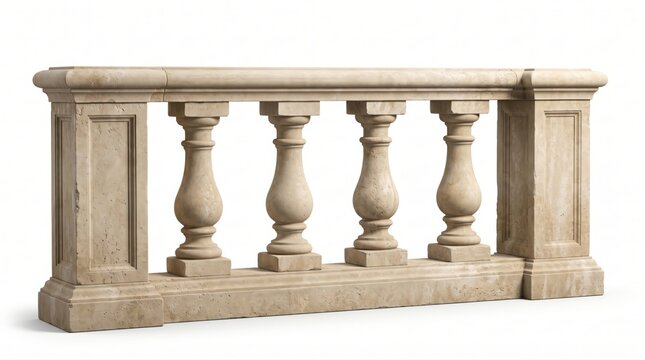 Classic stone balustrade railing with decorative architectural pillars