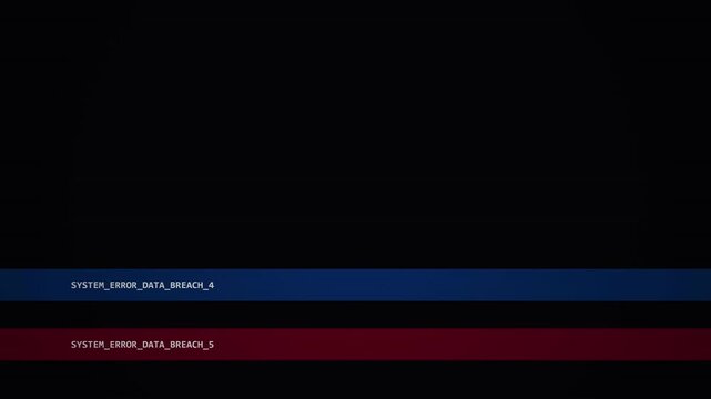 Source code glitch featuring digital data breach and system error notifications