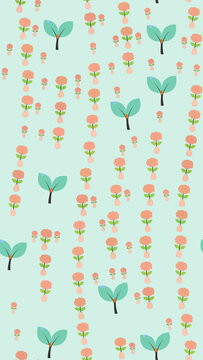Stylized roses and leaves seamless pattern