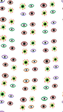 Pattern of cartoon eyes isolated on transparent background