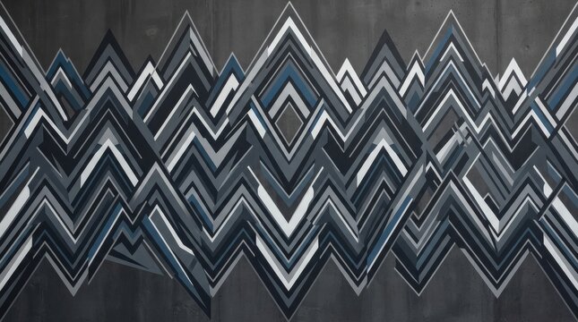 Abstract geometric wave pattern with sharp zig zag lines and layered dark textures