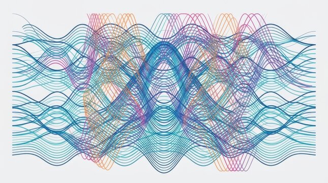 Multicolor abstract wave pattern with flowing intersecting lines and gradients seamless abstract