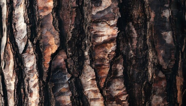 Detailed pine tree bark texture with rich brown and gray colors natural background for design projects.