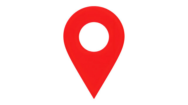 Red location pin icon with centered hole for navigation and map