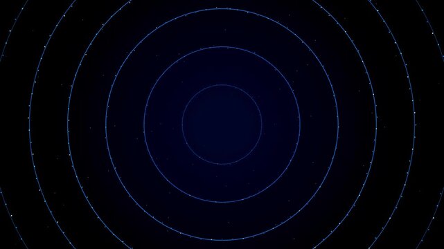 Cyan Cyber Telemetry Tunnel with Concentric HUD Circles Motion Background Loop