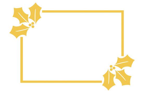 Gold Holly Leaves and Berries Double Corner Border Frame