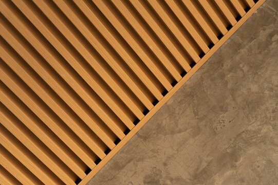 wood panel detail and cement wall for contemporary architectural background	