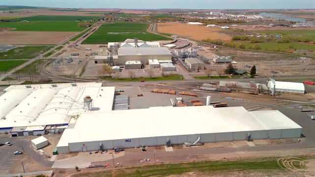 Aerial view of Packaging Corporation of America plant in Burley Idaho USA