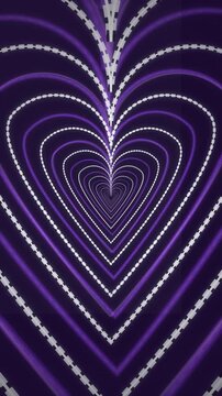 Concentric heart tunnel zoom seamless loop motion background