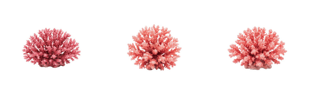 Pink Coral Formations PNG Collection Isolated on White Background - Marine Life, Sea Reef Ecosystem, and Aquatic Plant Elements for Ocean, Underwater, Nature, and Graphic Design Projects