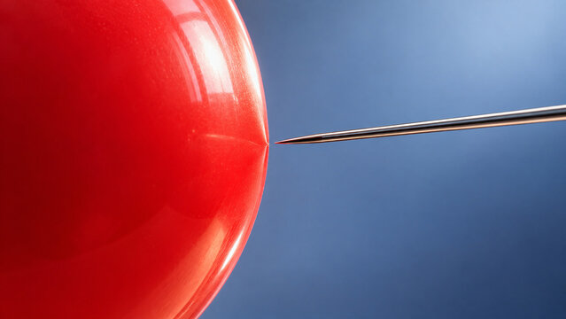 Red Balloon Moments Before Being Popped by a Needle