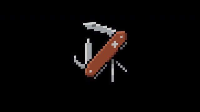 3D Pixel Art Swiss Army Pocket Knife Animated Isolated Object